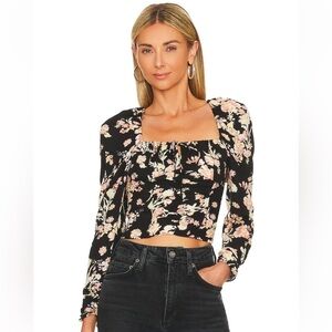 Nwt Free People Hilary Printed Top / black combo